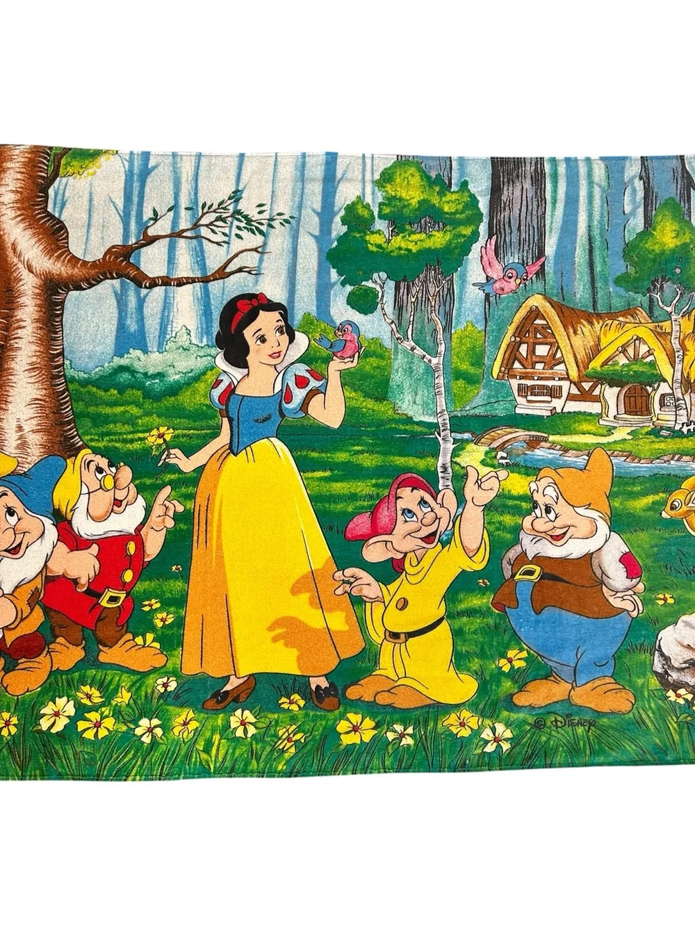 Vintage Disney Snow White Seven Dwarfs‎ Towel Made in Brazil
